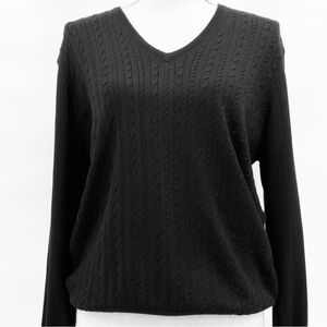 Vintage TAIL Silk Cable Knit V-neck Athletic Sweater